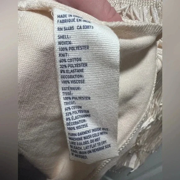 American Eagle Mini Fringe Sleeveless Cream Dress size 10 - Picture 8 of 8